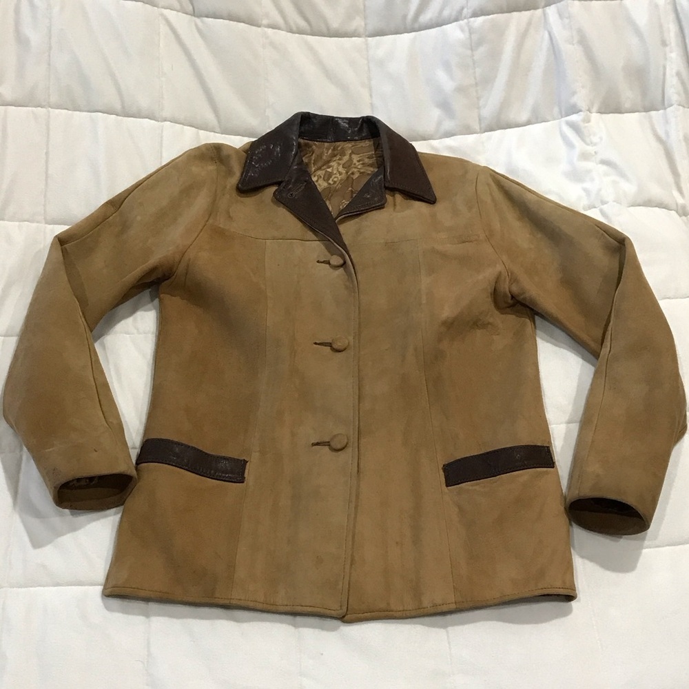 Vintage Joo-Kay Classic Tan and Brown Leather Jacket size 12